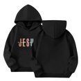 thumbnail image 2 of JUMEYU Girls Long Sleeve Hooded Shirt Girls Hoodie Shirts Casual Long Sleeve Hooded Pullover Tops Loose Kids Clothes 4T 5T (Black,4-5 Years), 2 of 6