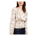 thumbnail image 3 of LEYDEN $59 Womens New Beige V Neck Long Sleeve Peplum Casual Top L Juniors B+B, 3 of 4