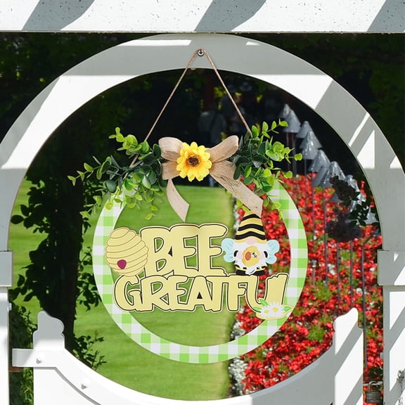 Bee Festival Wood Round Frame Artifact Pendant Pastoral Gnome Door Hanging Living Room Welcome Guests Spring And Summer Decoration