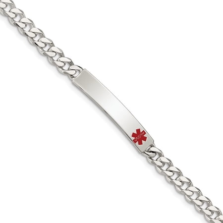 Auriga Fine Jewelry 925 Sterling Silver Curb Link Id Bracelet 7.5 inch for Women (L- 7.5inch W- 6mm)