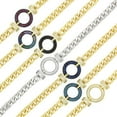 thumbnail image 3 of Giorgio Bergamo Gold Plated Trendy Cuban, Curb Link Micro Pave Infinity Loop Bracelet, Gold, 3 of 5