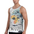thumbnail image 2 of Fotbe The World Map with Cartoon Animals Pattern Men's Quick Dry Workout Tank Top Gym Muscle Tee Fitness Bodybuilding Sleeveless T Shirt Breathable Workout Shirt-XX-Large, 2 of 9