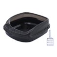 thumbnail image 3 of Caja de Arena para Gatos, Suministros para Mascotas, Orinal Abierto para Gatitos, Caja de Arena Semicerrada para Gatos, Bandeja de Arena para Mascotas negro medio, 3 of 8