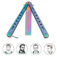 thumbnail image 3 of Butterfly Kamm-faltbarer Taschenkamm Edelstahl Springmesser Frhlings Taschen L Haar Kamm Faltbare Hairstyling Brste Falten Praxis Training Schmetterli, 3 of 5