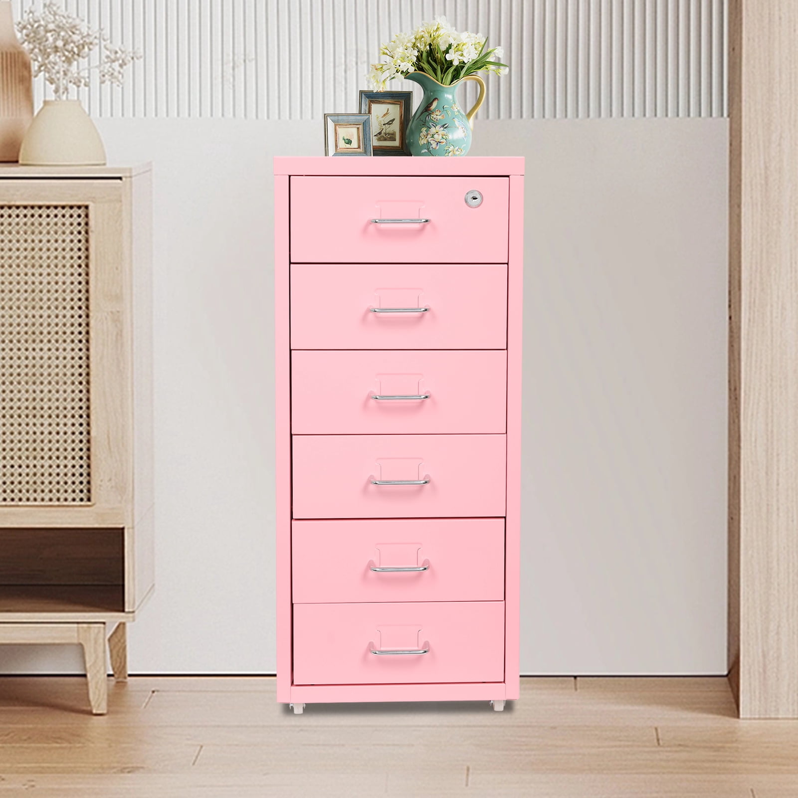 Vertical File Cabinet, Metal File Cabinet with Lock, Filing Cabinet  Pink Office, Study, Dresser, And More To Store Stamps, Sticky Notes