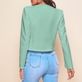 thumbnail image 3 of Blazer para mujer, chaquetas elegantes, informales, de color puro, con frente abierto, chaquetas cortas con bolsillos y cremalleras para mujeres y niñas, verde guisante XL, 3 of 5