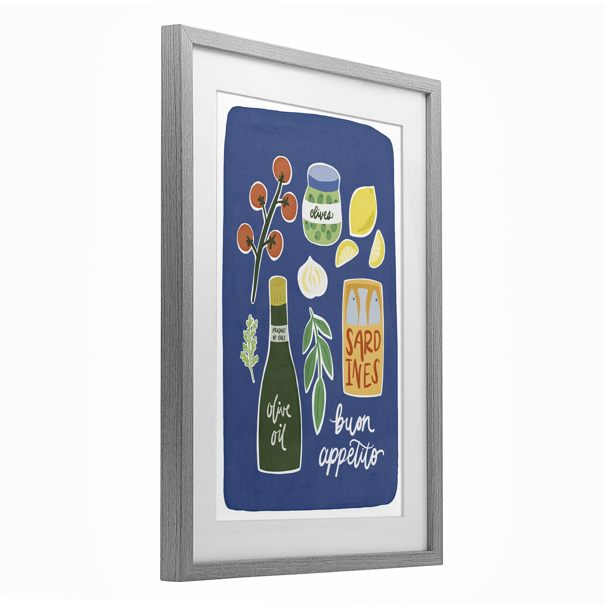 Stupell Industries Italian Kitchen Necessities Gray Framed Print Under Glass, design by Amanda Houston