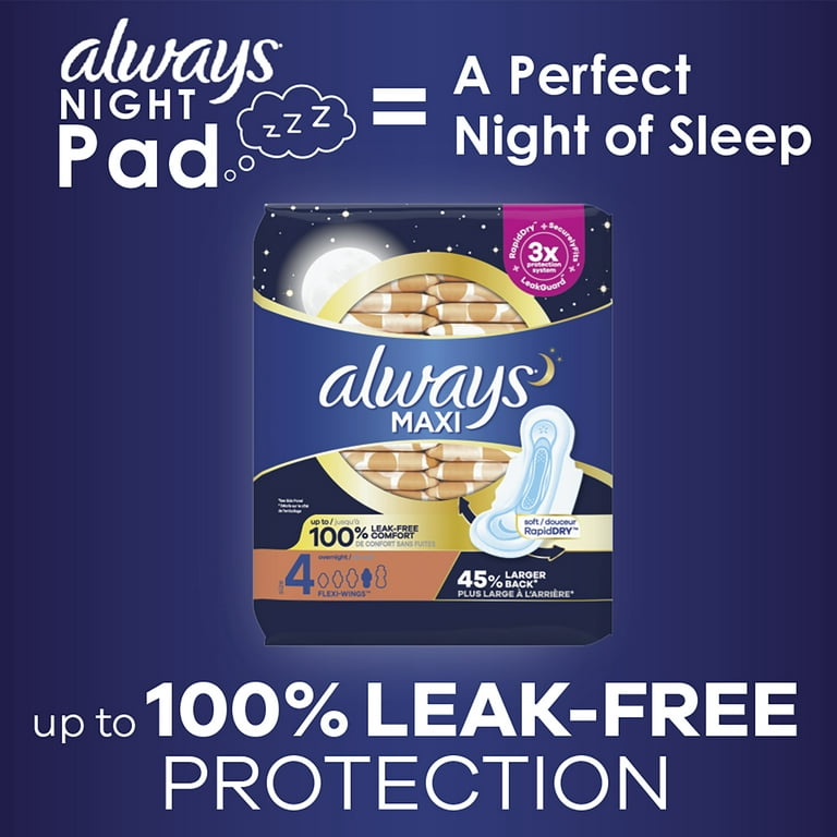 Always Maxi Pads Overnight Absorbency Unscented Without Wings - Size 4 -  28ct : Target