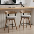 thumbnail image 6 of Dayalane Mid Century Modern Bar Stools Set of 2, 26" Swivel Counter Stools with Barrel Back, Linen Upholstered Barstools with Wood Legs for Kitchen Island, Dining Room, Home Bar, Grey, 6 of 10
