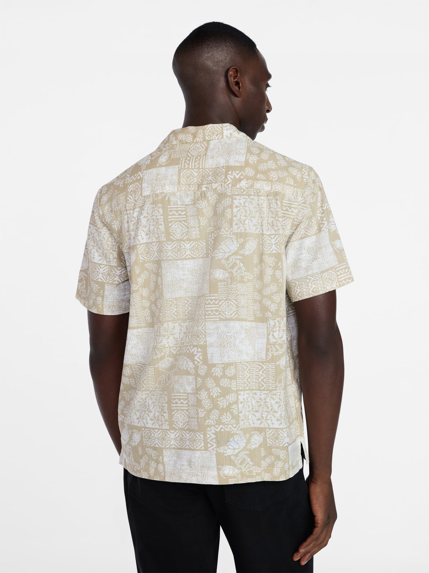 George Men's Relaxed Fit Linen Blend Camp Shirt with Short Sleeves, Sizes S-5XL, LT-3XLT