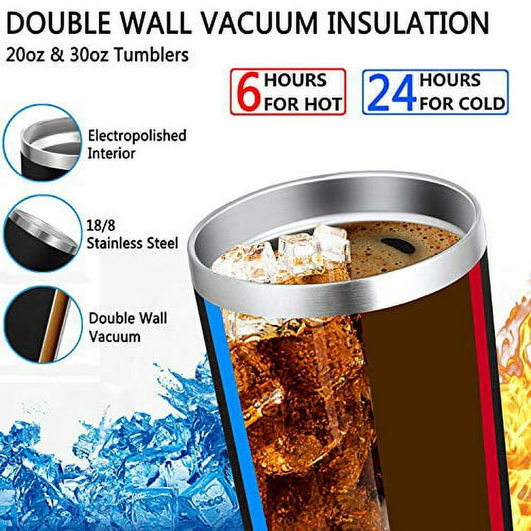 20 oz Double Wall Stainless Steel Vacuum Insulation Travel Mug with Crystal  Clear Lid and Straw, Water Coffee Cup for Home,Office,School, Ice Drink,  Hot Beverage 