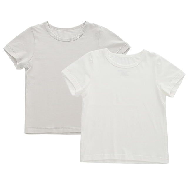 KYAIGUO T-Shirts Unis pour Filles, Manches Courtes, Col Rond, Coton, 2-10 Ans