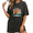 Black-3, variant on Women fun Best Cat Dad Ever USA Flag Sunglasses Cat Graphic Tees T-Shirt Tops Round Neck Washed Cotton T-Shirt Black S-2XL Plus Size