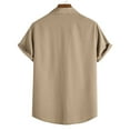 thumbnail image 4 of Patlollav Mens Tops Summer Short Sleeve Casual Solid Color Button-Up Shirts, 4 of 6