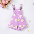 thumbnail image 5 of mgoYE Baby Girl Clothes 6-9 Months Newborn Baby Girl Clothes Summer Outfit Short Sleeve Ribbed Romper Floral Suspender Overalls Shorts Set with Headband 3PC(Purple,9-12 Months), 5 of 5