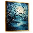 thumbnail image 2 of Designart "Moonlit Azure River Enchantment I" Landscape Forest River Floater Framed Canvas Art Print, 2 of 5