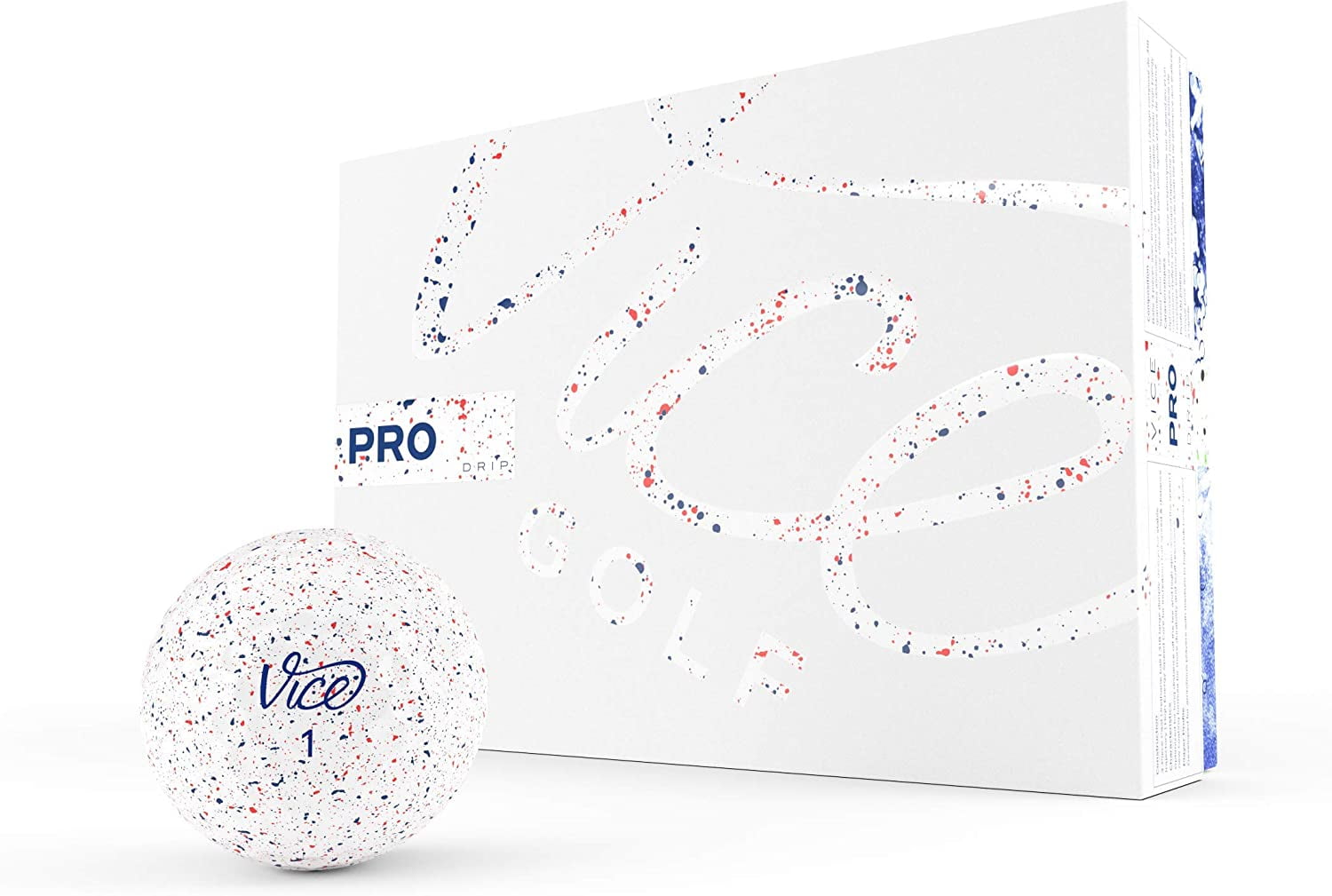 Vice Golf Pro Red and Blue Drip Golf Balls - 1 Dozen pic image