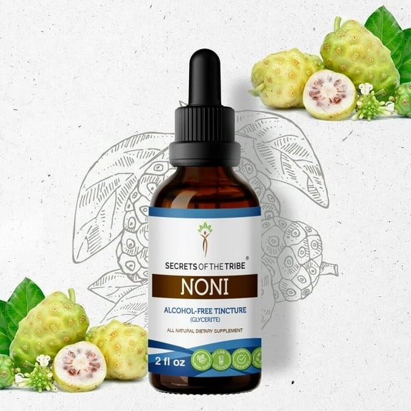 Secrets Of The Tribe Noni Tincture Dietary Supplement, Natural Herbal Extract for Immune Function and Joint Health Support, Noni (Morinda citrifolia) Dried Fruit, Alcohol-Free Extract, Drops 2 oz