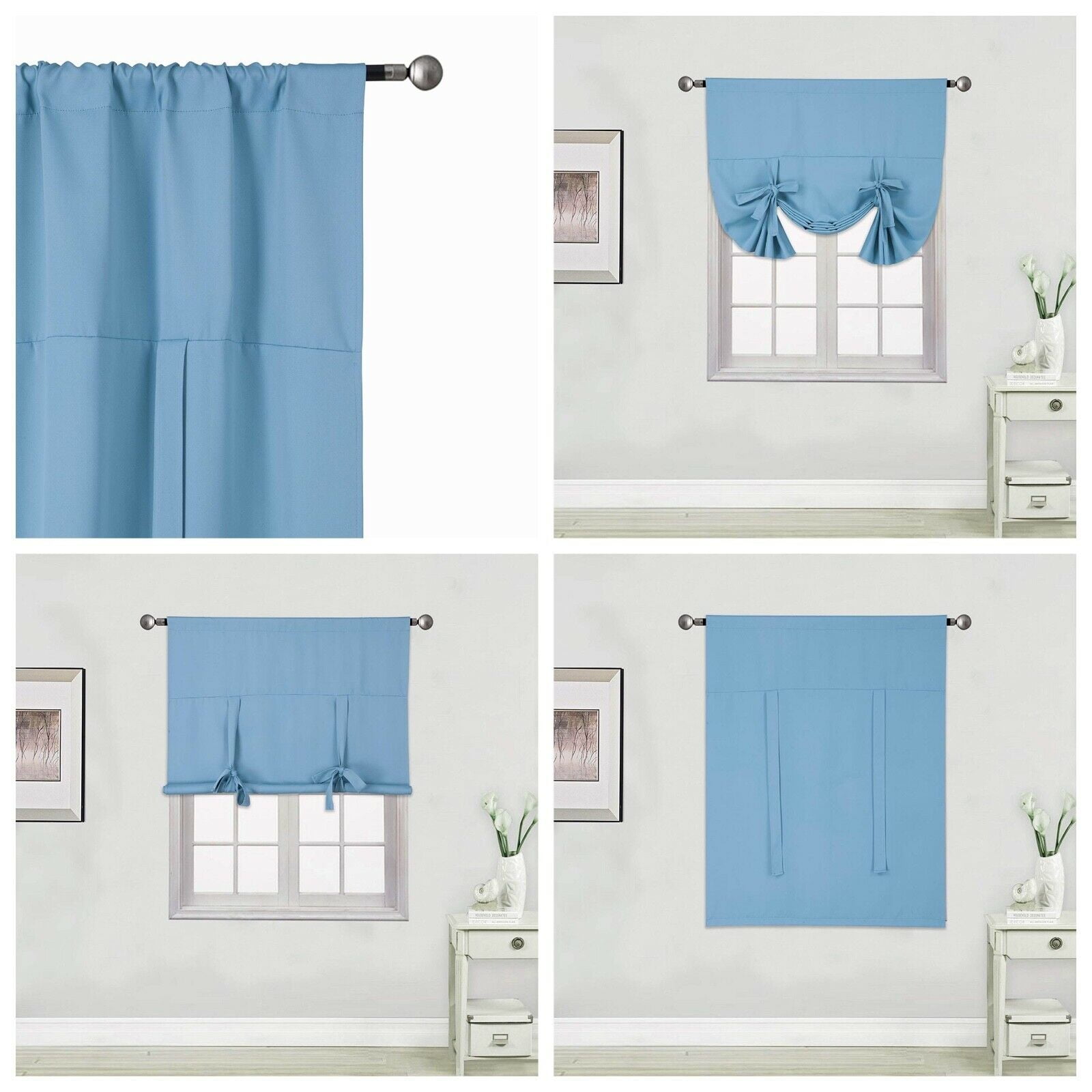 1PC Thermal Insulated Tie Up Shade Blackout Window Curtain Rod Pocket 3