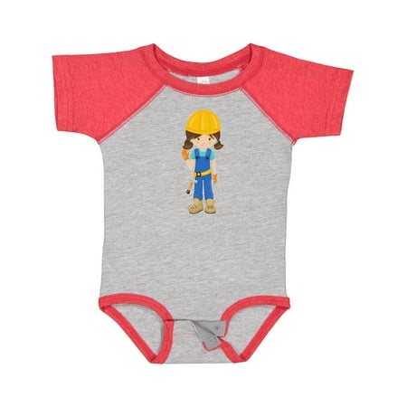 

Inktastic Construction Girl Brown Hair Cute Girl Hammer Gift Baby Girl Bodysuit