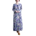 thumbnail image 1 of Vestido suelto de mujer Vintage estampado manga larga cuello redondo cintura alta Casual vestid Irfora  Vestido, 1 of 7