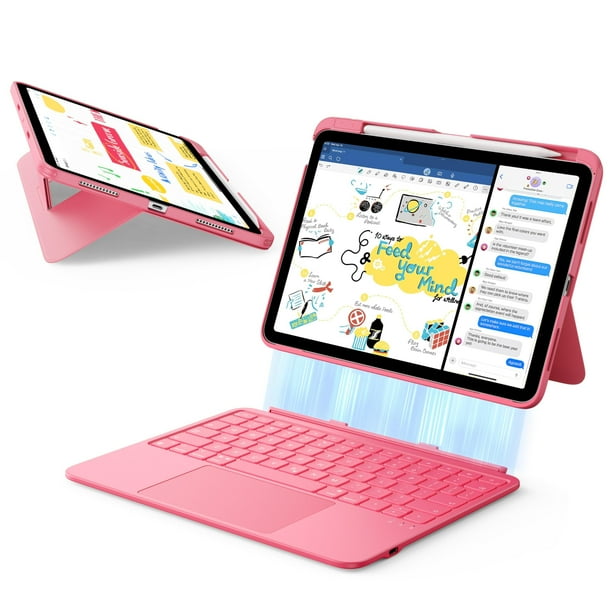 Funda con teclado ESR para iPad de 11 pulgadas de décima generación con panel táctil, color rosa