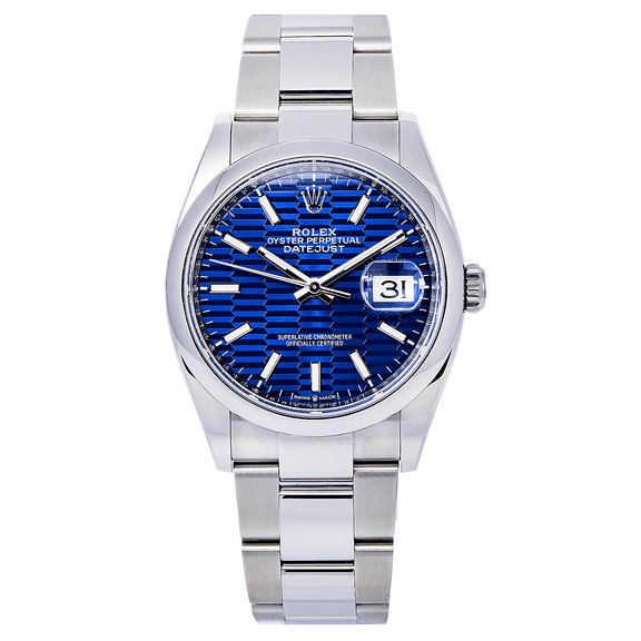 Pre-Owned ROLEX DATEJUST 126200 36MM BLUE INDEX DIAL WITH STAINLESS STEEL OYSTER BRACELET