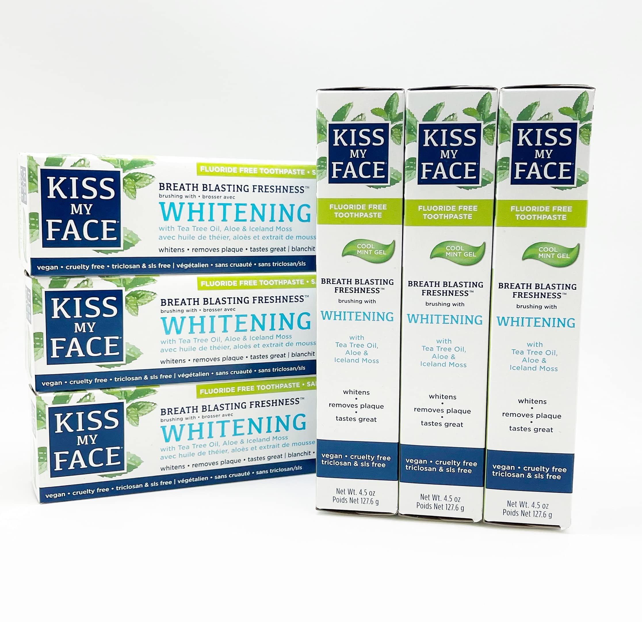Kiss My Face Toothpaste JMS2 Whitening Cool Mint 4.5 Ounce (Flouride-Free) (133ml) (6 Pack)