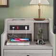 thumbnail image 3 of LNSETGC Nightstand with Charging Station  Night Stand with Hutch &amp;  Drawers  End Table  Bedroom Grey, 3 of 7
