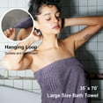 thumbnail image 3 of Jessy Home 4 Pack Dark Purple Stripe Large Bath Towels Set Oversized Microfiber Bath Sheet Soft Towel Set, 3 of 10