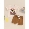 thumbnail image 4 of Aojekbee 2Pcs Baby Boy Western Outfits Short Sleeve Horse Print Tops + Solid Shorts Set Toddler Summer Clothes, 4 of 10