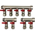 thumbnail image 5 of DMNI 9 Loop Port Ball Valve Brass - Pex Manifold - 3/4" NPT Thread - Inlet 1/2" Outlet - Red Handles, 5 of 5