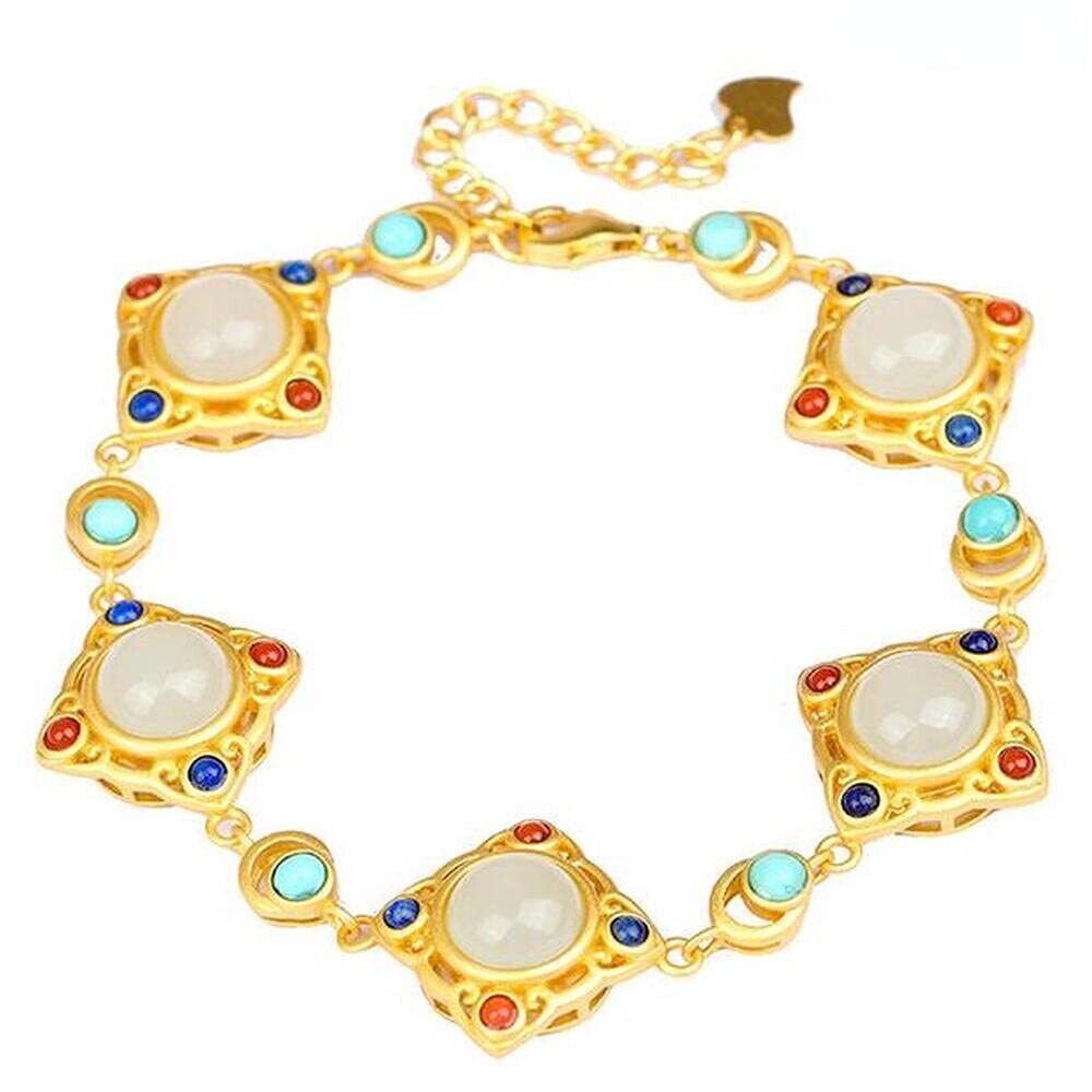 Bracelet Chinese Retro Women Crafts Jewelry Creative Natural White Jade