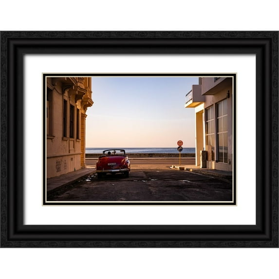 Deakin, John 18x13 Black Ornate Wood Framed with Double Matting Museum Art Print Titled - Watching the sun set - Havana