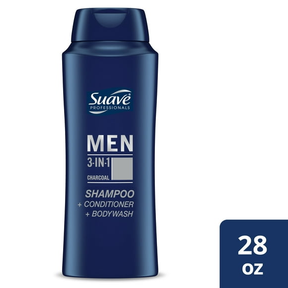 Suave Professionals Men 3-in-1 Shampoo, Conditioner & Body Wash, Charcoal, 28 fl oz
