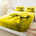 thumbnail image 3 of Manfei Vintage Yellow Bowknot Twin Sheet Sets, Oil Printing Artwork Twin Fitted Sheet, Teens Girls Kids Flat Sheet, Lightweight Room Decor, 3pcs, 3 of 7