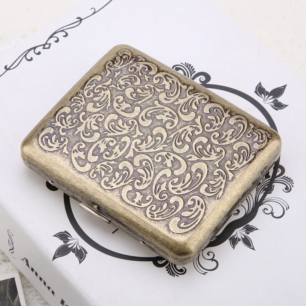bronze cigarette case Metal Cigarette Box Metal Cigarette Case,Retro Bronze Metal Cigarette  Cigarette Box Cigarette Case Bronze Cigarette Case High Capacity