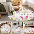 thumbnail image 5 of Round Rugs 6Ft, Happy Easter Round Area Rug Washable Indoor Throw Carpet, Spring Watercolor Bunny Eggs Flower Grey Plaid Soft Non Slip Circle Rug for Office Cabinet Home Decor Aesthetic, 5 of 8