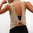 thumbnail image 3 of Pounoo Womens Workout Tops Sleeveless Twisted Back Solid Color Athletic Shirts Casual Loose Lightweight Soft Comfy Gym Wear Gift, 3 of 9