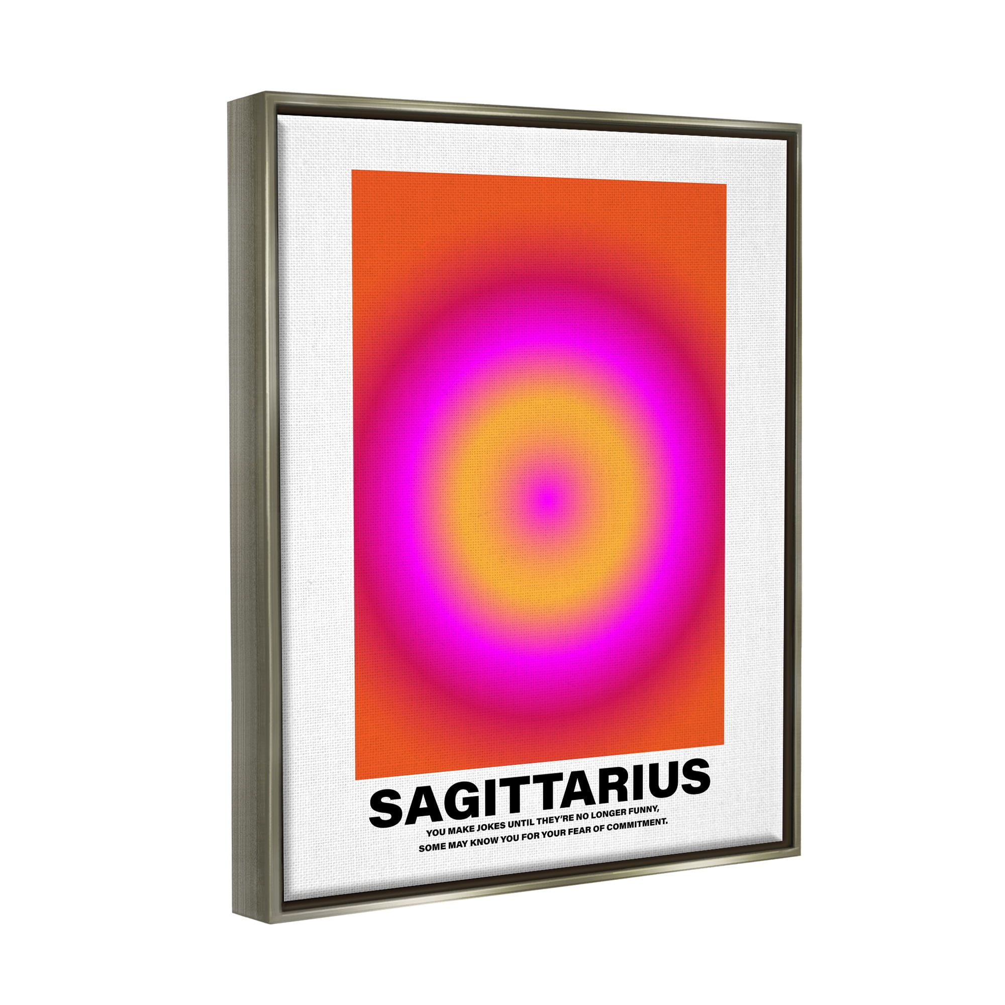 Stupell Industries Funny Sagittarius Astrology Abstract Painting Gray Floater Framed Canvas Art Print Wall Art, 17 x 21