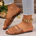 thumbnail image 4 of Zapatillas de Casa de las Mujeres Color Sólido Correa Nerviosa Contraste Footbed Diapositivas de Playa Planas, Zapatillas de Verano de las Mujeres para la Comodidad Interior Al Aire Libre, 4 of 9