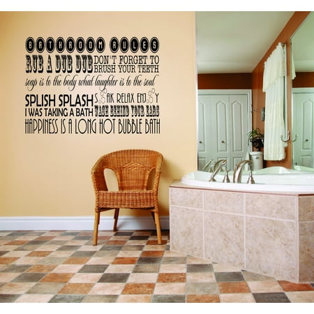 Custom Wall Decal Bathroom Rules Rub A Dub Dub Don't Forget To Brush Your Teeth Soap To The Body Laughter To The Soul