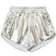 thumbnail image 4 of Womens Bermuda Shorts Metallic Shiny Pants Elastic Waist Rave Dance Casual Summer Jean Shorts S-2XL, 4 of 4