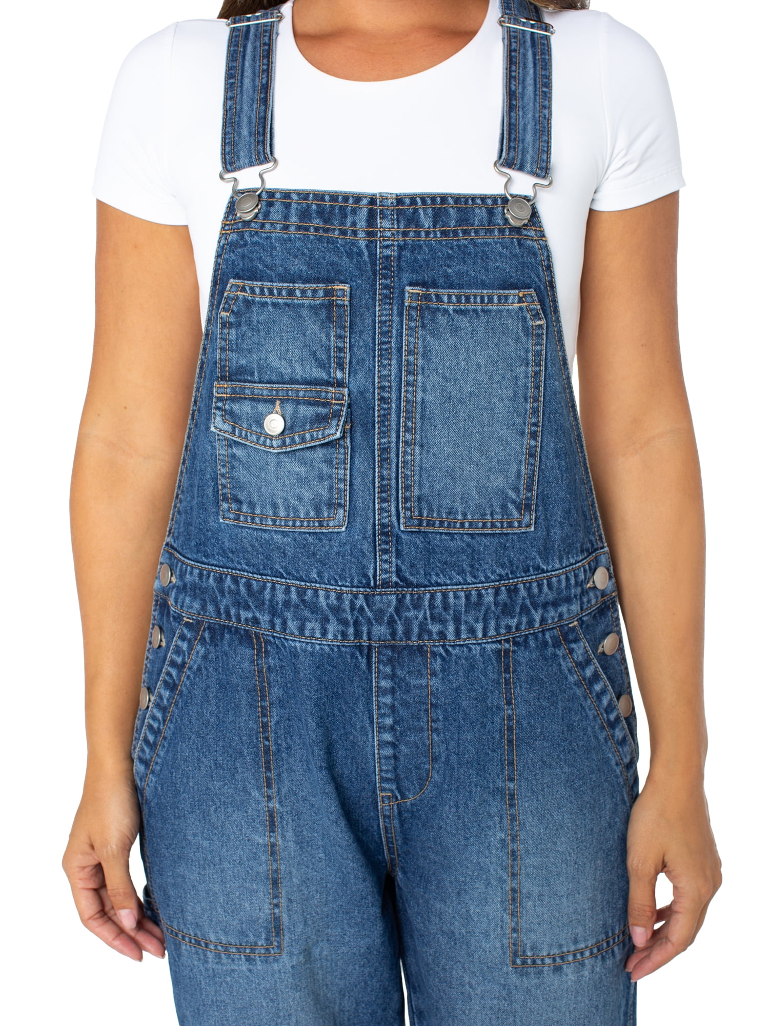 Celebrity Pink Women's Boyfriend Cuffed Denim Overall, Sizes XS-XXXL