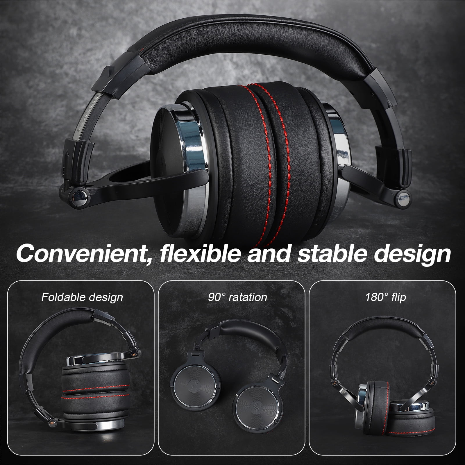 OneOdio Wired Headphones Professional Studio Headphones for Podcast Mixing Recording | In-Line Mic & 3.5/6.35mm Dual Plugs-Pro-50 Black