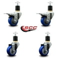 thumbnail image 2 of 3 Inch Blue Poly Swivel 1-7/8 Inch Expanding Stem Caster Set 2 Total Lock Brakes, 2 of 2