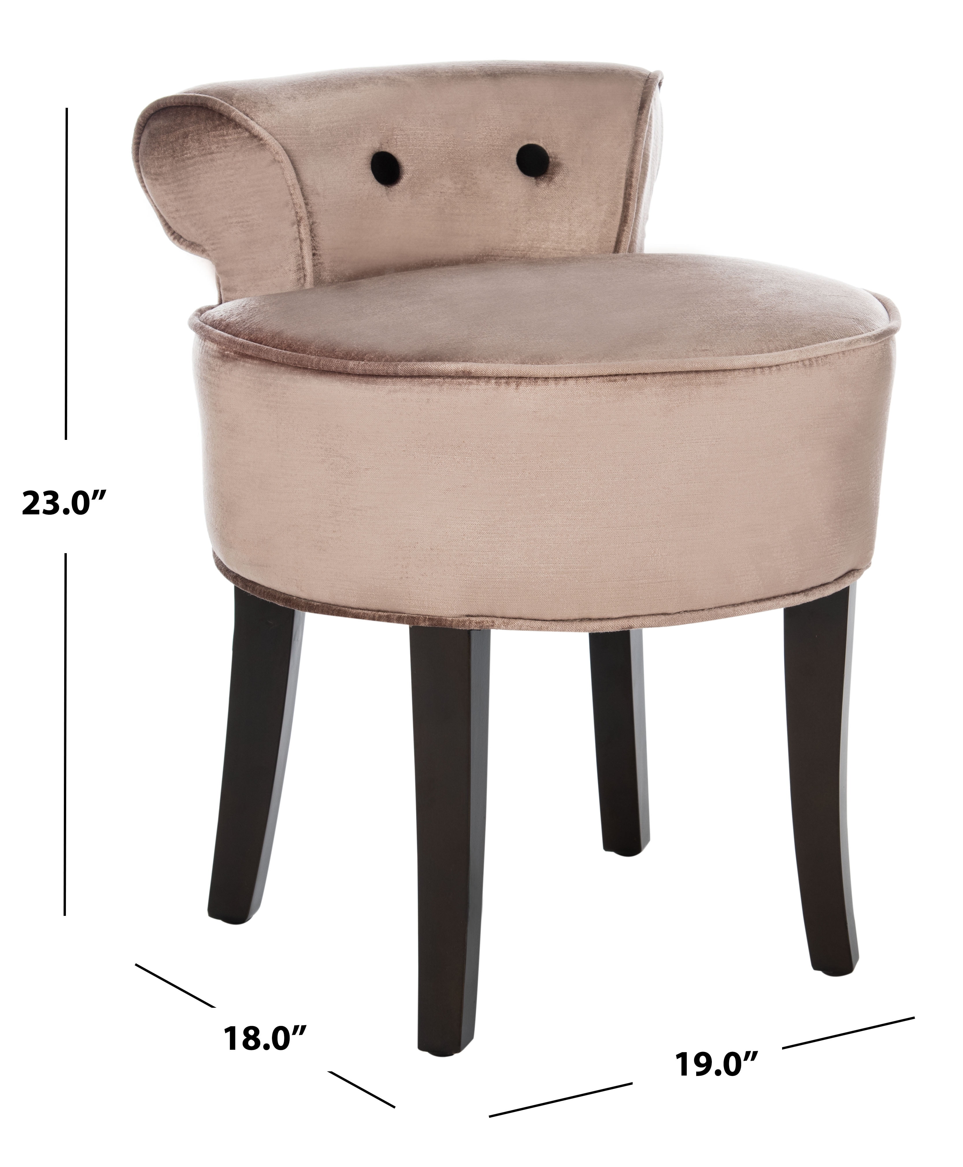 SAFAVIEH Georgia Contemporary Glam Upholstered Vanity Stool, Mink Brown