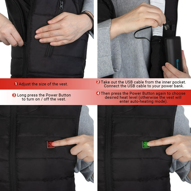 Dr. Prepare Heated Vest, Unisex Heated Clothing for Men Women, Lightweight USB Electric Heated Jacket with 3 Heating Levels, 6 Heating Zones