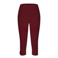 thumbnail image 2 of AKEGAMN Cropped High Waisted Yoga Lightweight Comfortable Solid Color Soft Casual Pajama Pants, Red S, Size S-3XL, 2 of 5