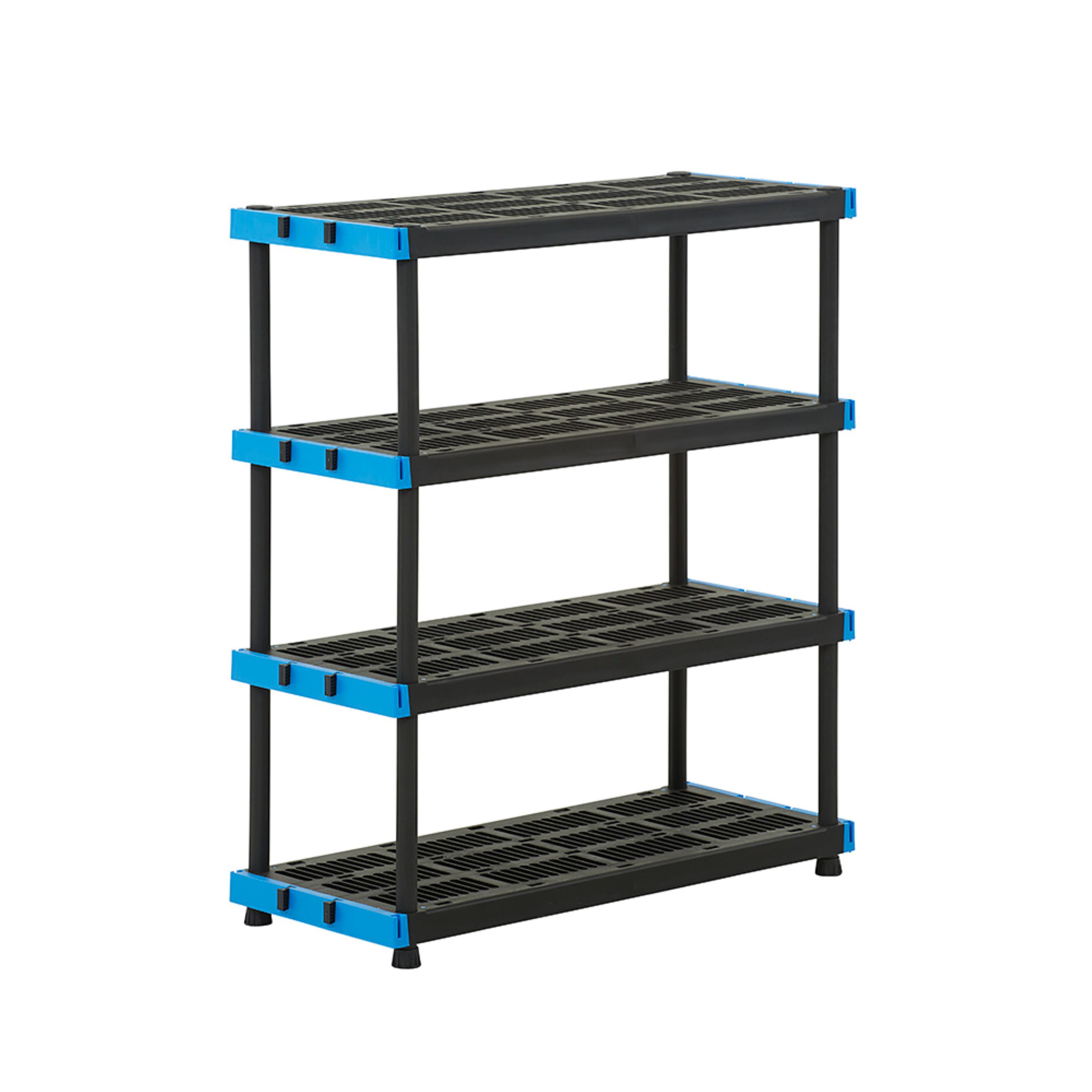 (2 pack) Hart Black & Blue Plastic 4-Tier 48" W x 20" D x 53" H, 800lb Total Capacity